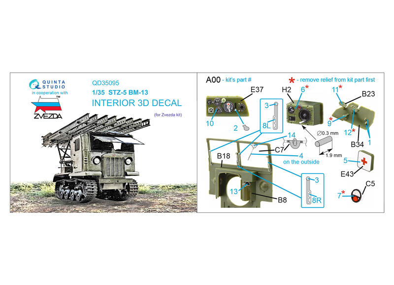 Quinta Studio 1 35 BM 13 蘇俄羅斯喀秋莎牽引車Zvezda 3D立體浮雕水貼 QD35095 露天市集 全台最