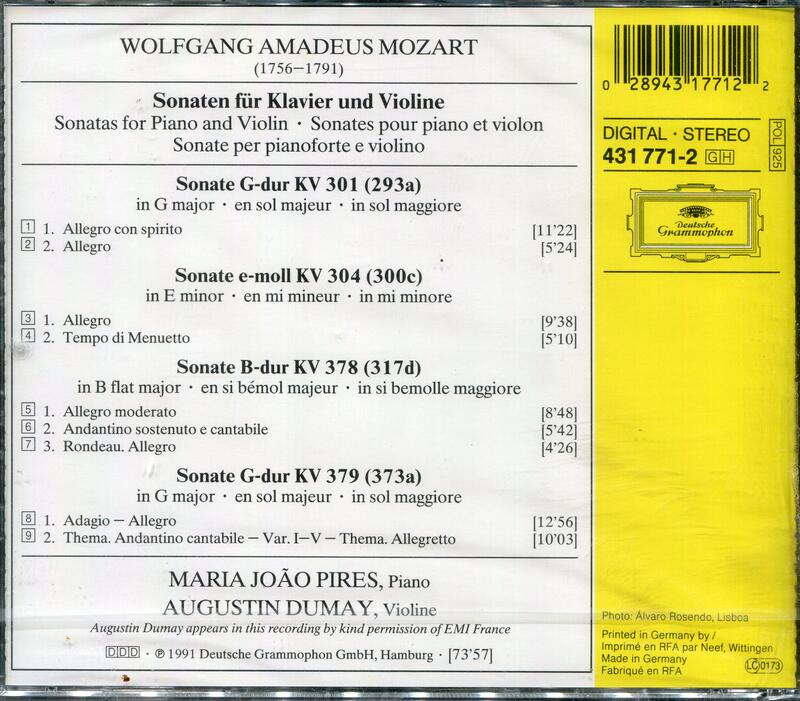 Mozart Violin Sonatas K Dumay Pires