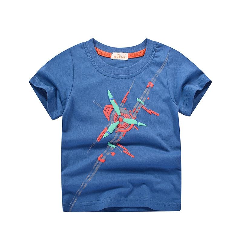 ●台灣現貨●夏季新款兒童男童中小童飛機圖案純棉短袖t恤 SBU288