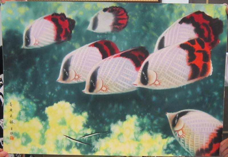 『府城畫廊-手繪水彩畫』魚－畫風獨特－創作畫－53x77－(可加框)－有實體店面－請查看關於我聯繫－