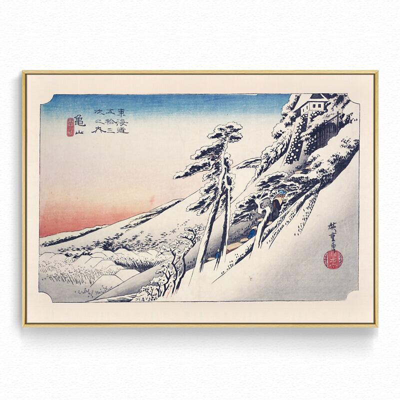 日本浮世繪大師歌川廣重東海道五十三次日式復古藝術旁白裝飾畫【現貨
