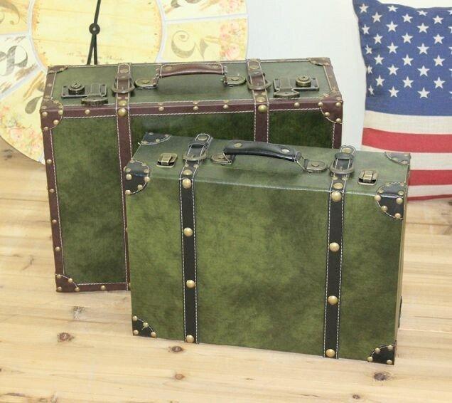 新品琥珀綠手提箱vintage復古化妝箱純色登機箱旅行箱收納箱櫥窗箱子
