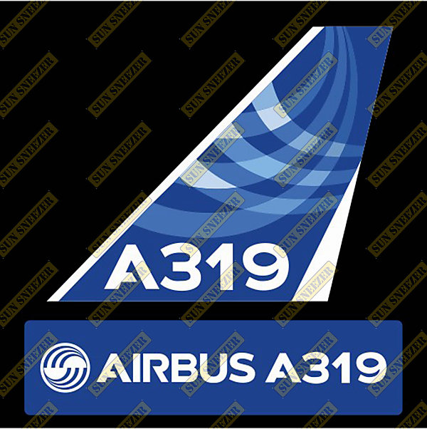 AIRBUS 空中巴士 A319 Logo 出廠塗裝 垂直尾翼 防水貼紙 尺寸上63x86mm 下 23x90mm