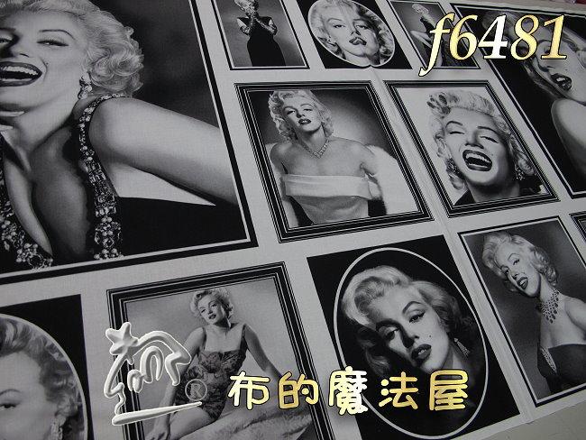 【布的魔法屋】f6481電影海報系列瑪麗蓮夢露黑2呎片進口純棉布料(美國明星好萊塢拼布布料)