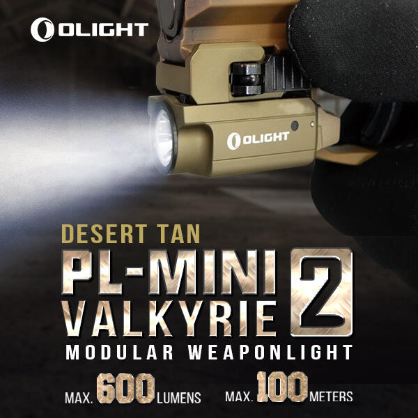 【錸特光電】OLIGHT PL-MINI 2代 沙漠色 600流明 輕巧手槍燈 1913/GL導軌 磁吸充電 低電量燈