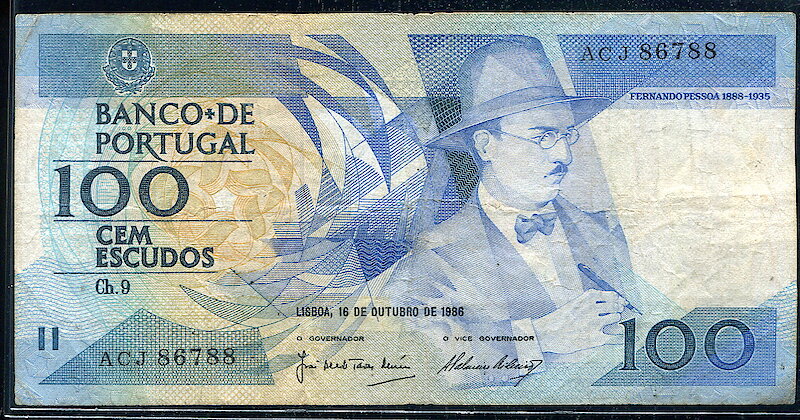 【紙幣】PORTUGAL (葡萄牙), P179a  , 100-ESC.  , 1986 ,品相美VF #204509 
