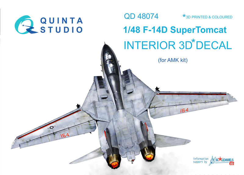 ㊣ Quinta Studio 1/48 F-14D 美軍熊貓戰機航母 AMK 3D立體浮雕水貼 QD48074