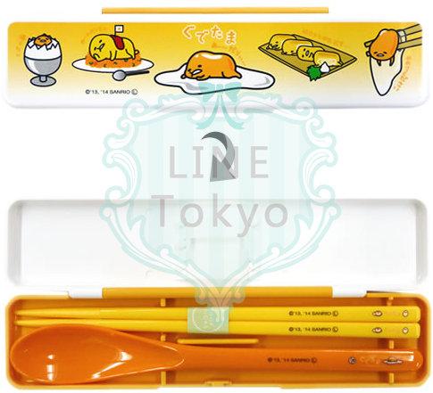 LINE東京 [蛋黃哥] 日本進口 正版 環保餐具組 筷子 湯匙 環保筷 Gudetama 懶蛋