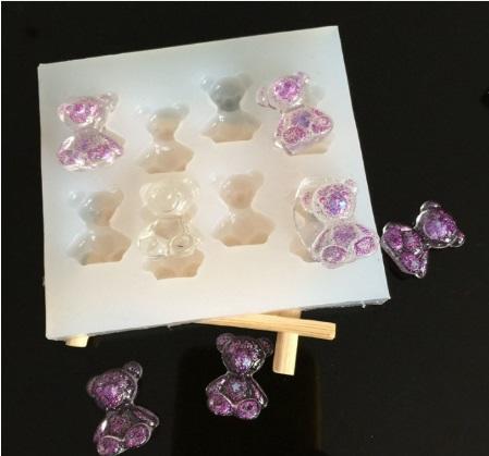 (302) DIY樂樂 8連小熊(白底)迷你矽膠模具 水晶膠模具 UV膠 石膏模 手工皂模　巧克力模　香薰模具　吊飾模