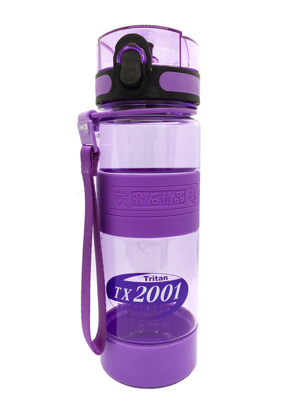 寶石水壺 TX2001 休閒水壺 使用美國食品級原料 600ml水壺 運動水壺 彈蓋 底部可拆洗 - 優雅紫