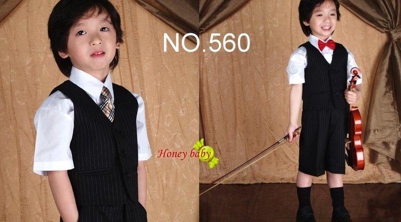Honey Baby- NO.560 .兒童西裝 日式男童西裝.小禮服背心七分短褲.領帶.領結.襯衫-36~60下標區