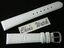 【錶帶家】『品質嚴選』義大利牛皮壓鱷魚皮紋真皮錶帶白色20m...