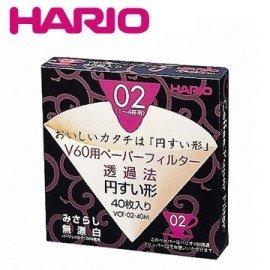 【TDTC 咖啡館】日本進口 Hario V60-02 無漂白圓錐濾紙(1~4人份) 40張盒裝 / (VCF-02-40M)