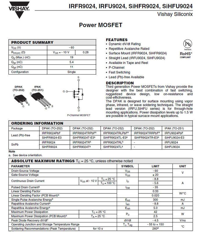 【DIY_LAB#515】FR9024 (SOT-252) 60V 8.8A P通道 POWER MOSFET(現貨) | 露天市集 | 全台 ...