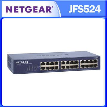 台灣公司貨五年保 鐵殼 NETGEAR ProSafe 24埠 10/100M Rackmount Switch 交換式集線器 JFS524