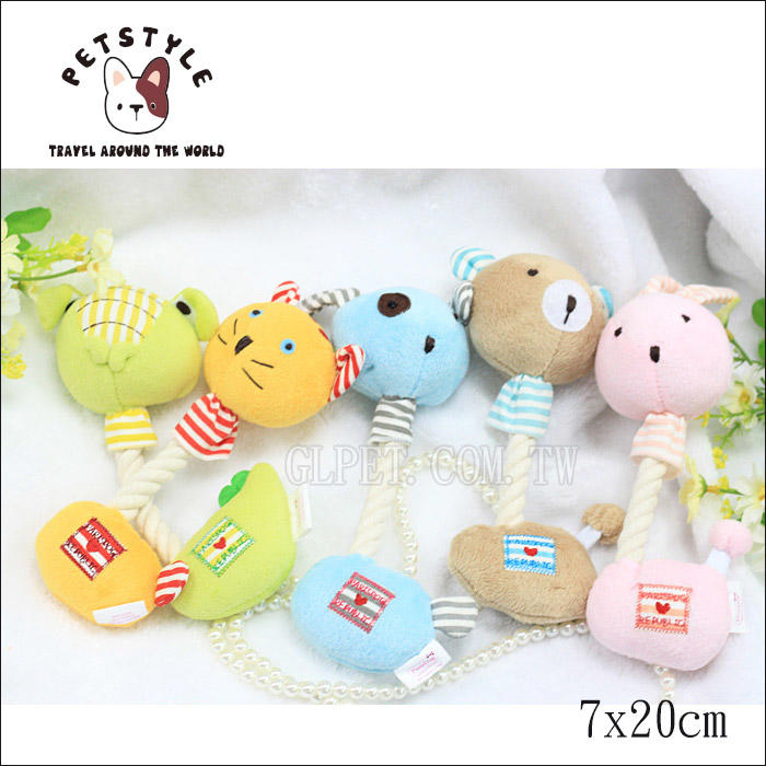 【吉樂網】日系PetStyle《可愛動物繩結寵物啾啾玩具》小型狗玩具