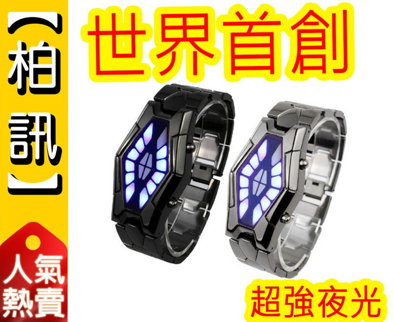 【柏訊】【簡約時代!】眼鏡蛇頭 電子 手錶 LED 男士 鋼鐵俠 智能 時尚 男錶 生活防水 夜光 創意 禮物