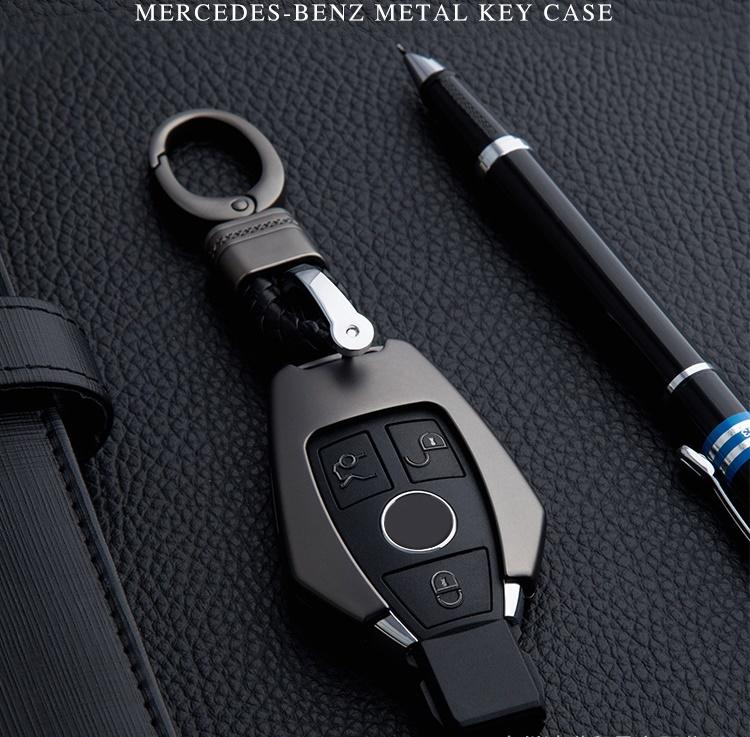 賓士 黑色 金屬鑰匙殼 鑰匙殼 金屬汽車鑰匙包 合金鑰匙套 改裝 鑰匙套