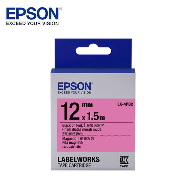 【血拼死鬥】EPSON 愛普生 LK-4PB2 C53S654451標籤帶(磁鐵系列12mm) 粉紅底黑字