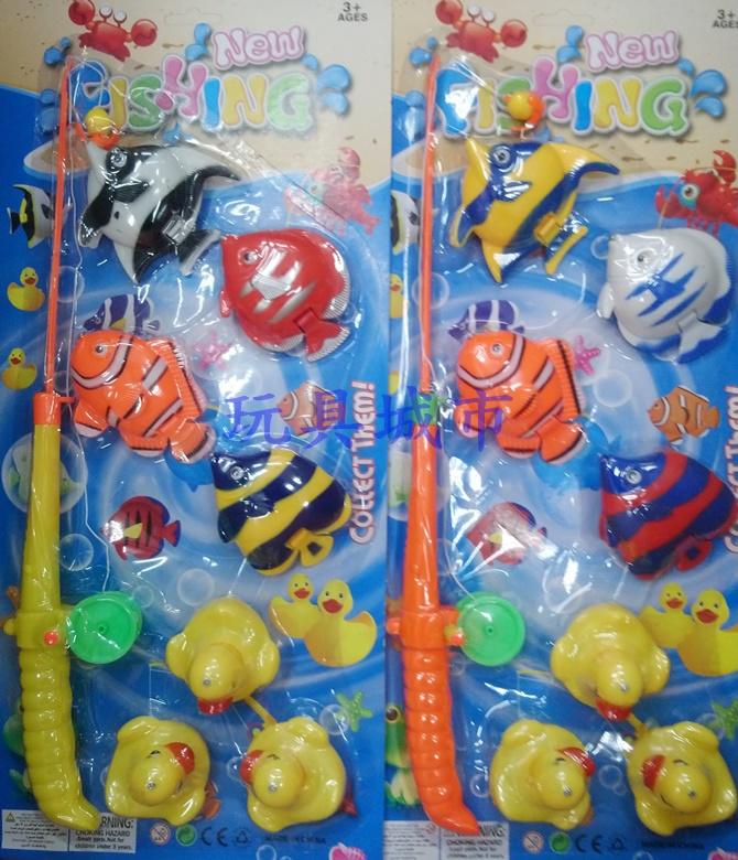 玩具城市~磁鐵釣魚~磁性釣魚~磁性釣魚組 7P彩色釣魚+鴨 (4隻魚+3隻鴨)