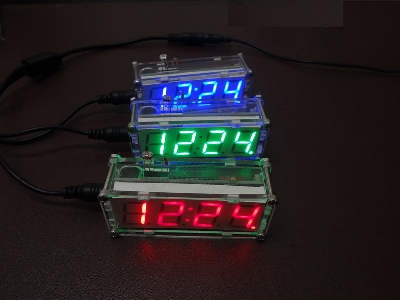 [YO-HONG 3館-DIY館]精美電子時鐘製作套件DIY　藍光/綠光LED電子時鐘套件 單片機LED數位時鐘組裝套件