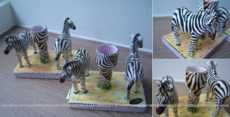 ☆MOOMBA☆ South Africa 南非 手工製 彩繪 陶製品 動物 燭臺 單個 斑馬 INTU-ART ANIMAL CANDLE HOLDER
