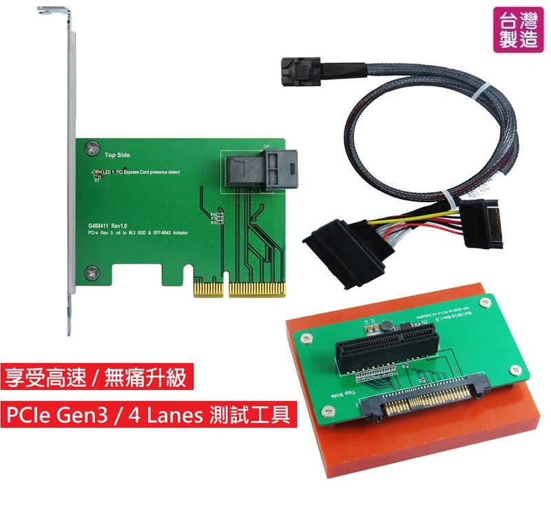 PCIe 轉 SFF-8643 + Cable + U.2 (SFF-8639) 轉 PCIe x4 slot 轉接卡