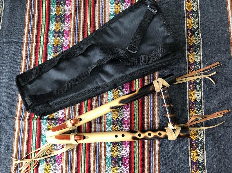 秘魯原裝進口－名牌專業竹製雙排5孔"Ｂ"且若給笛--flauta cherokee doble--附笛袋