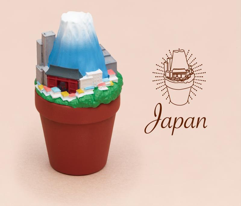 T-ARST 日版 扭蛋 轉蛋 熊貓之穴 植木街 盆栽上的風景 世界各國旅行景點 單賣『 日本 富士山 』