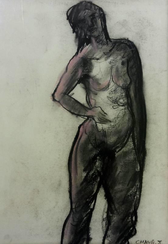 { 非比尋常 }==素描 !裸女 張萬傳 萬世流傳的台灣傳奇畫家 作品呈現自我獨特的藝術面貌 收藏價值高 讓藏!
