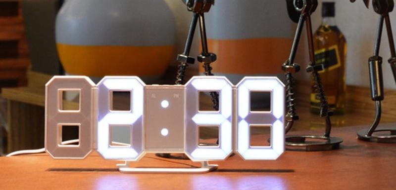 【勁昕科技】塑料3D掛鐘led數字立體鐘鬧鈴夜光8字形台掛桌面電子時鐘