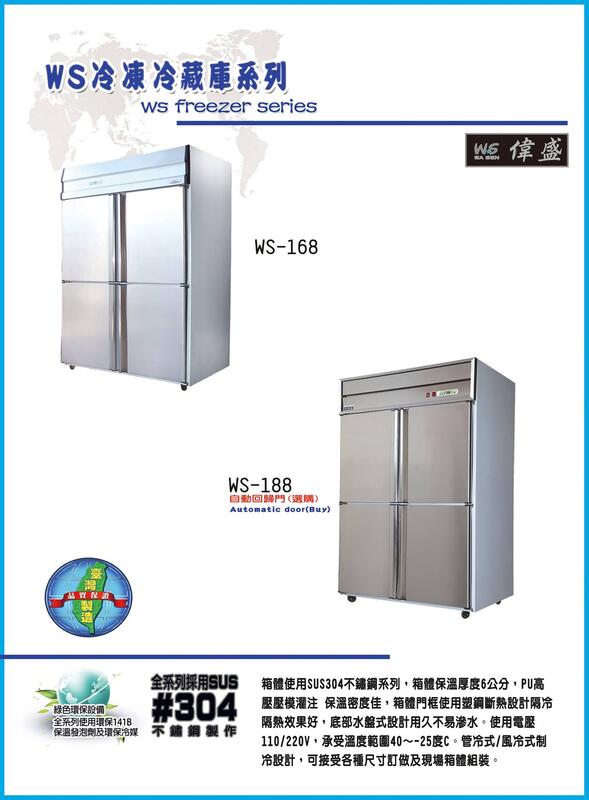 （A14-3）偉盛2.5尺管冷半凍不鏽鋼冰箱/兩門白鐵管冷/營業用兩門不銹鋼/營業用/半凍半藏/WS-250