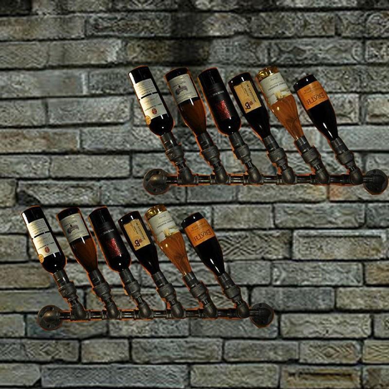 LOFT復古工業風水管酒架 壁掛牆上 酒吧牆上紅酒架個性創意