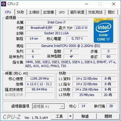 Intel Xeon E5-2680 V4 2.2G 14核28線 120W ES不顯CPU 一年保