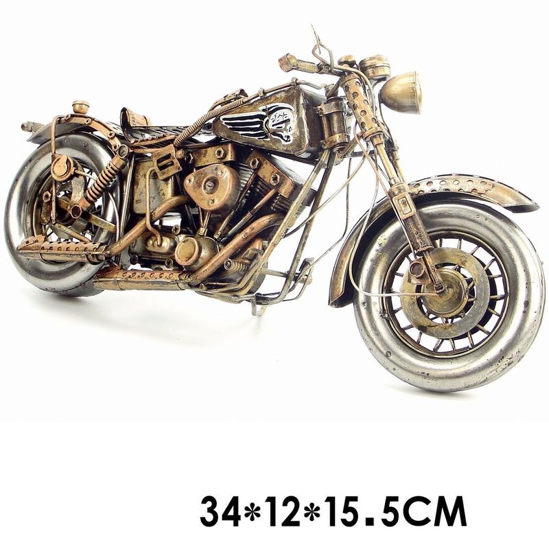 復古龐克風哈雷摩托車模型 復古擺設 創意裝飾 純手工焊接