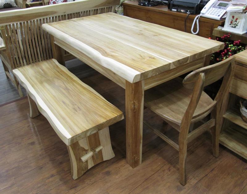 【肯萊柚木傢俱館】(訂製款)獨特自然 100%老柚木 無上色 大塊拼接 實木腳 實用耐用 餐桌 工作桌 限量一只
