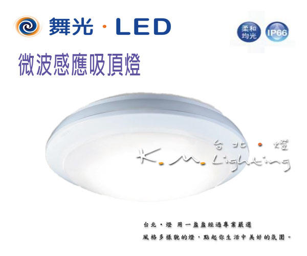 【台北點燈】舞光 16W LED微波感應吸頂燈 防水IP66 全電壓 白光/黃光 直徑30cm 高8.7cm