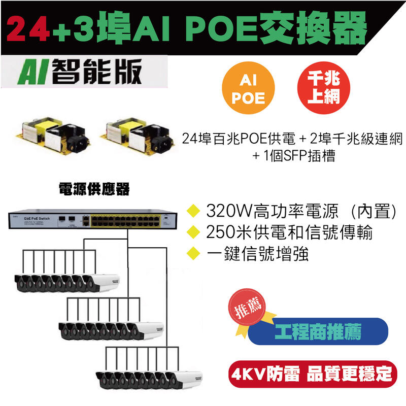 台灣現貨 POE switch POE供電交換器 4埠 8埠16埠 交換器 NVR IPCAM