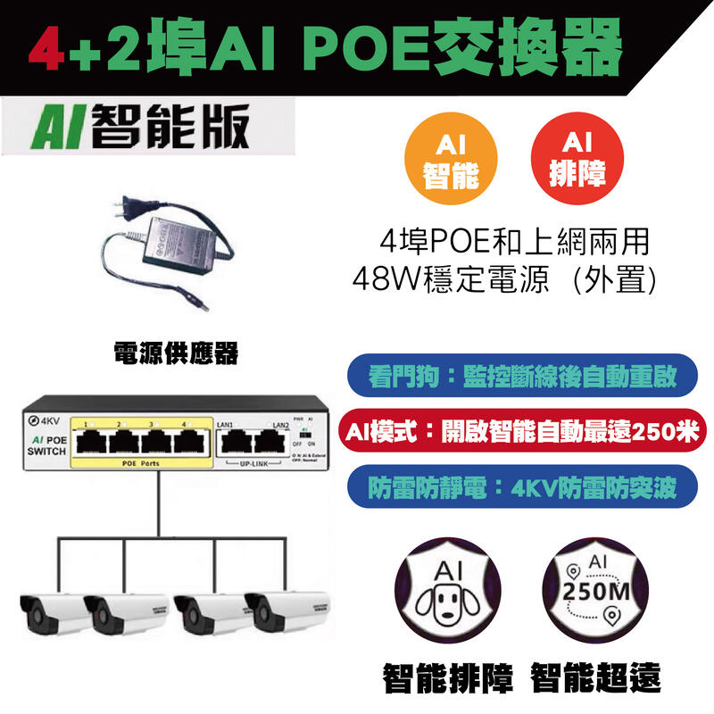 台灣現貨 POE switch POE供電交換器 4埠 8埠16埠 交換器 NVR IPCAM