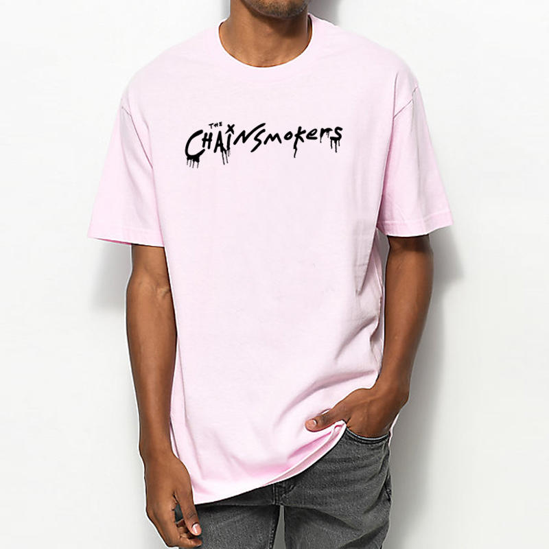 The Chainsmokers  雙面 短袖T恤 淺粉色 老菸槍雙人組電音派對舞曲嘻哈樂團DJ