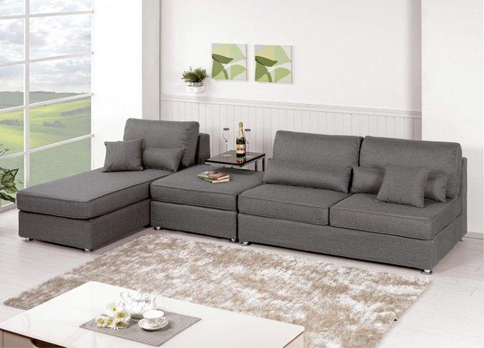 【DH】商品貨號G219-6商品名稱《馬修豪》L型布面造型沙發組 / 可拆洗/附3大2小抱枕。可變換擺飾。主要地區免運費