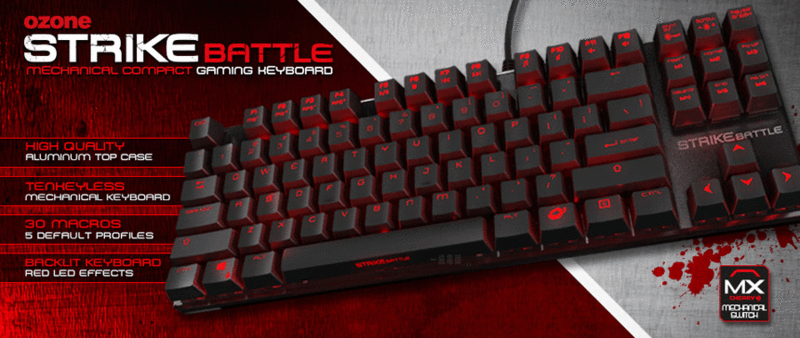 【一統電競】OZONE Strike Battle 機械式鍵盤 87鍵 紅軸 茶軸 紅光