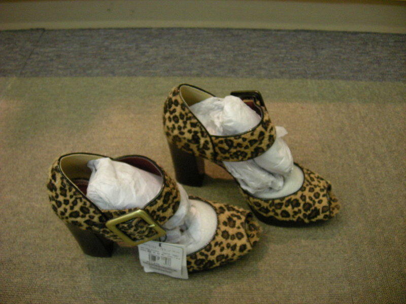 日本 OZOC  豹紋 流行 涼鞋 高跟鞋 從日本自帶回國