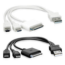 行動電源專用充電線 Apple 30Pin/Micro USB/Mini USB 一分三USB充電專用線