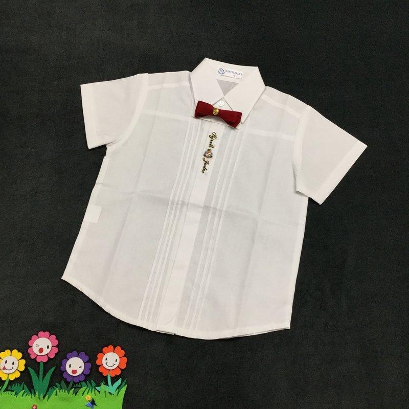 0408 男童白襯衫附紅色領結 花童 表演 畢業典禮 禮服 台灣製造 小魚衣舖
