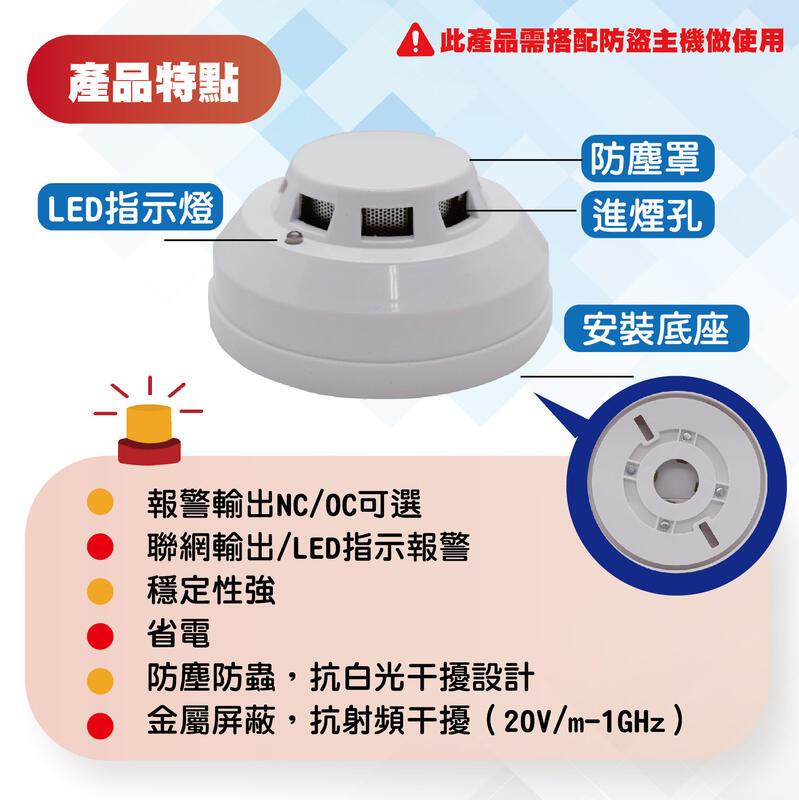 有線煙霧探測器 煙霧偵測器 光電式偵煙偵測器 偵煙式探測器 消防 火警 含稅