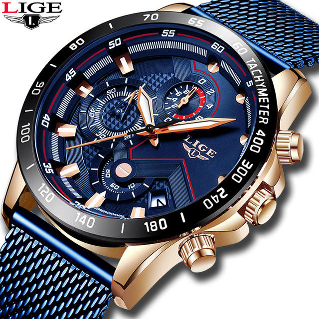 【KYH流行之星】LIGE利格爆款男士网带手表LG9929