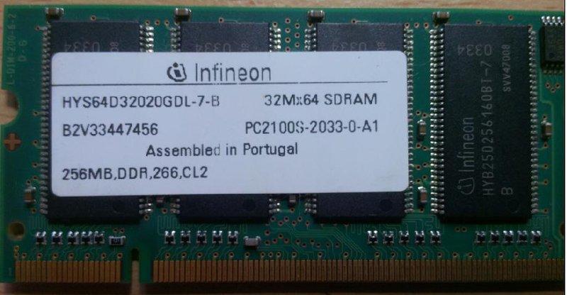 Infineon DDR 266 CL2 256MB PC2100 SDRAM