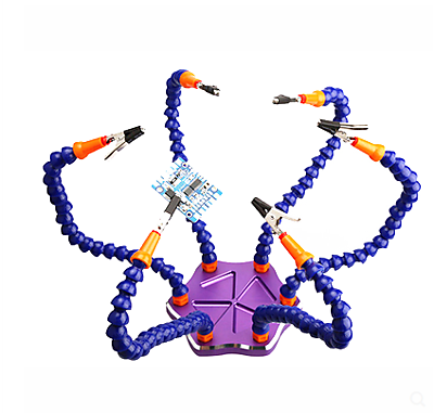 【加菲貓】超大金屬底座+六臂萬向夾多功能焊台/烙鐵噴漆支架(紫色) GR5610-09 