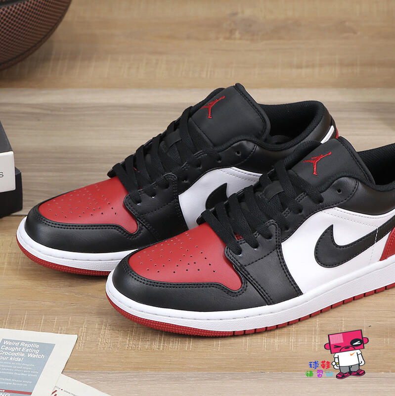 球鞋補習班NIKE AIR JORDAN 1 LOW BRED TOE 黑紅低筒復古AJ1 553558